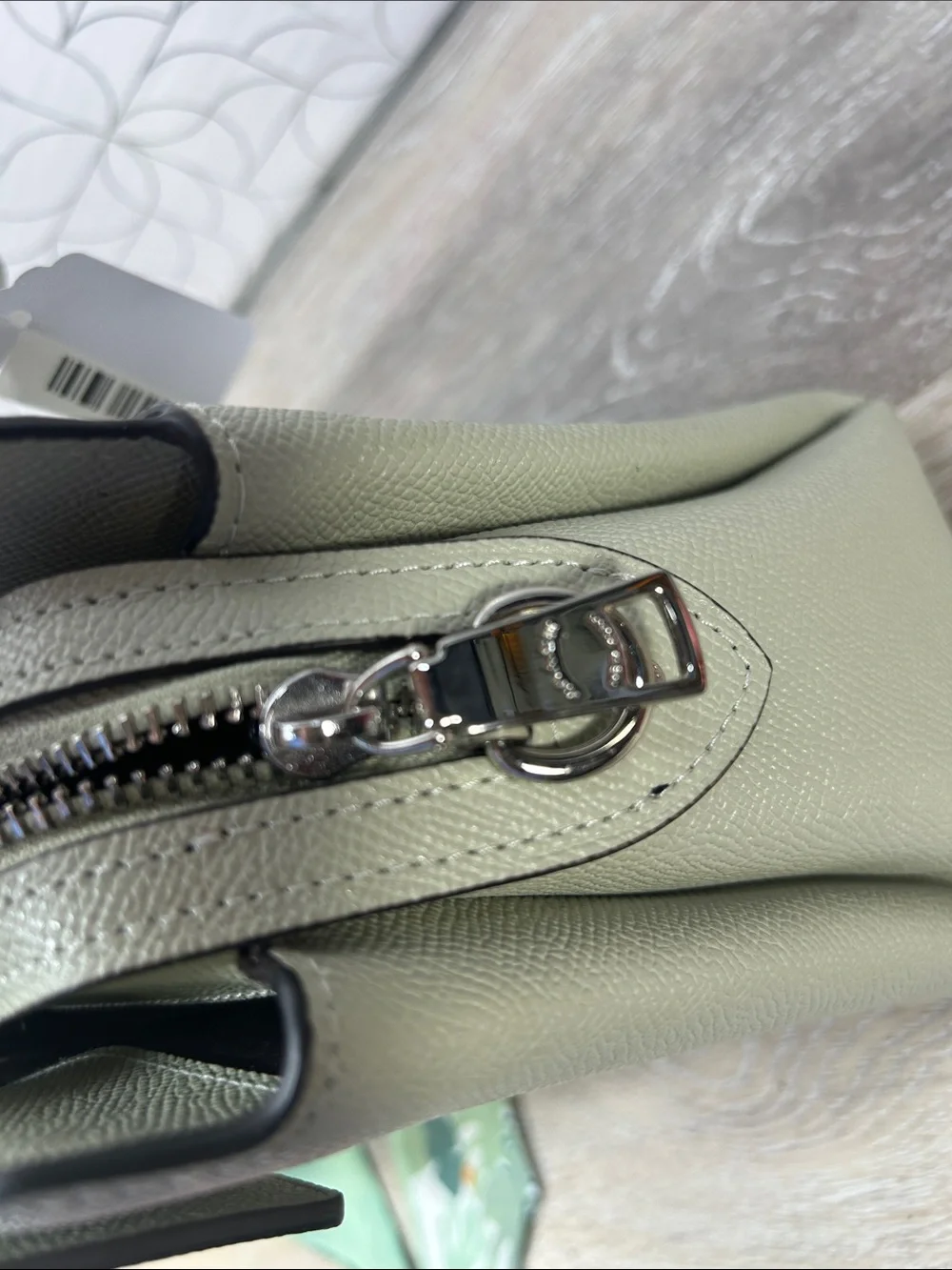2542 Coach Sage Green Pebbled Leather Satchel with Printed Scarf 267082542